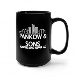 Pankow and Sons Roofing logo Black Mug 15oz